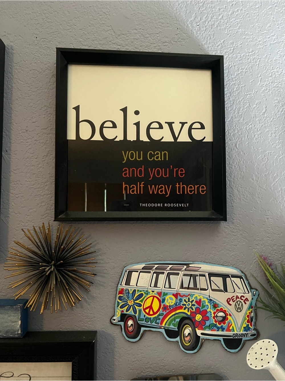 Believe Framed Wall Art - Black Frame with Cream and Black Print